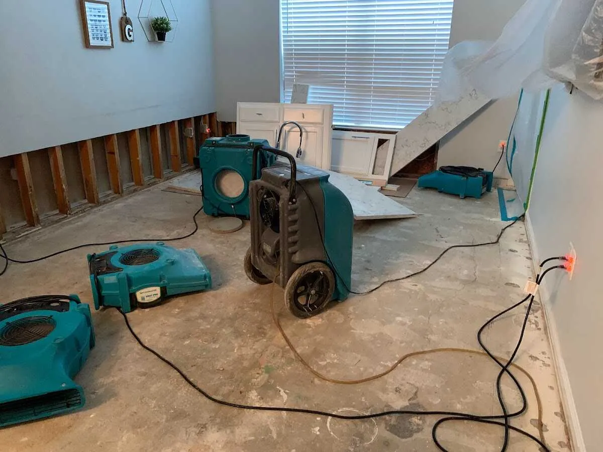 Dehumidifier in flood-cut room for Water Extraction & Removal in La Porte